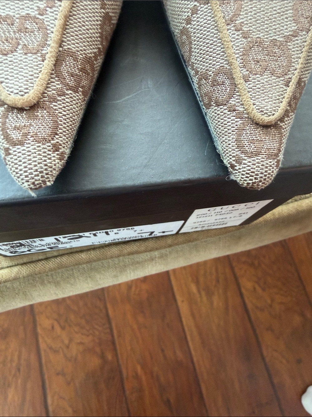 Gucci Brown Beige GG Canvas Horsebit Pointed Mules 7.5 - Picture 6 of 7
